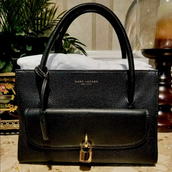 Marc Jacobs Lock That Black Leather Satchel Bag - Picture 4 of 8